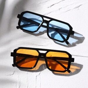 Oversized Unisex Sunglasses Two Pairs Fashion Designer Square Vintage Retro Y2K
